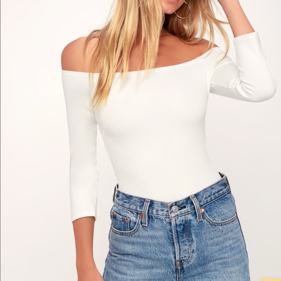 Lulus Tops - Lulus white off the shoulder bodysuit